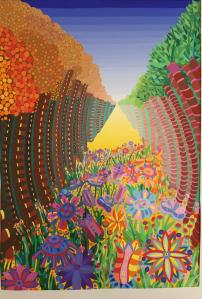 original artwork painting of flowers and trees